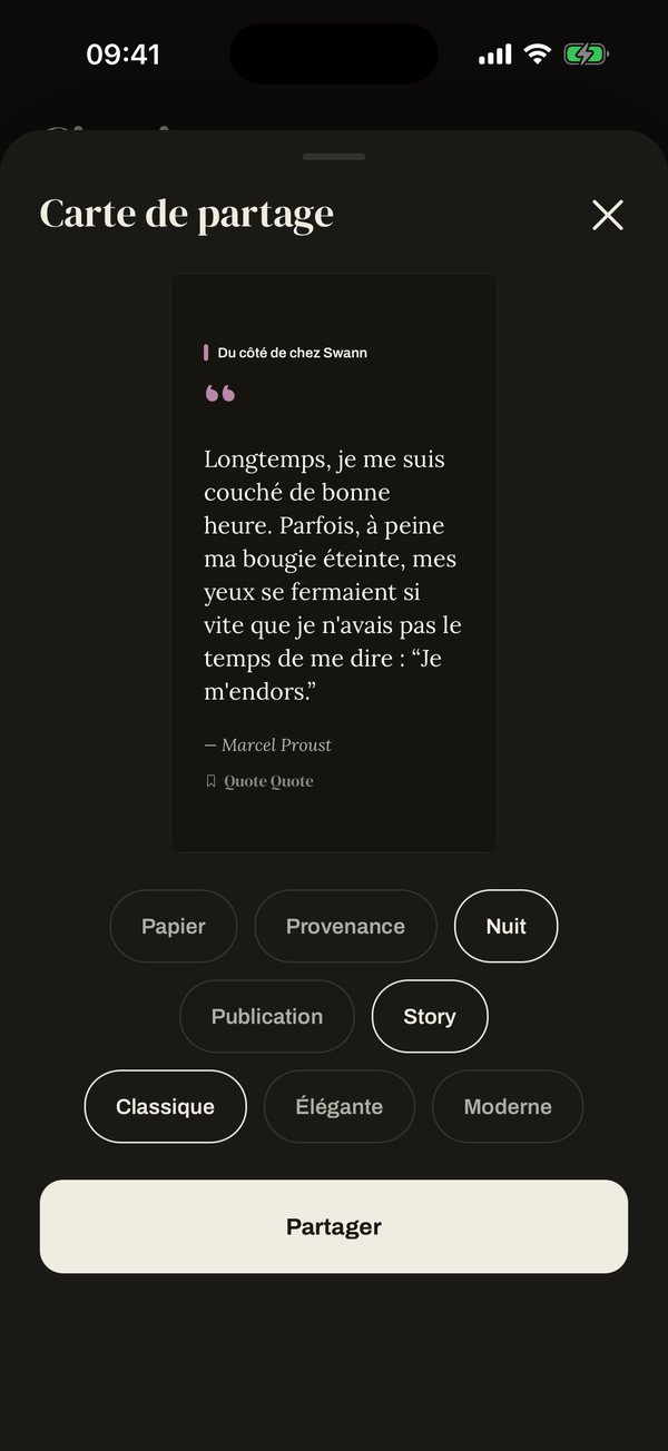 Une carte de partage au format story, style Nuit