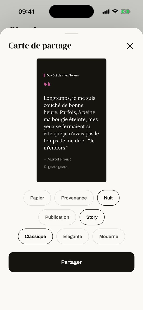 Une carte de partage au format story, style Nuit